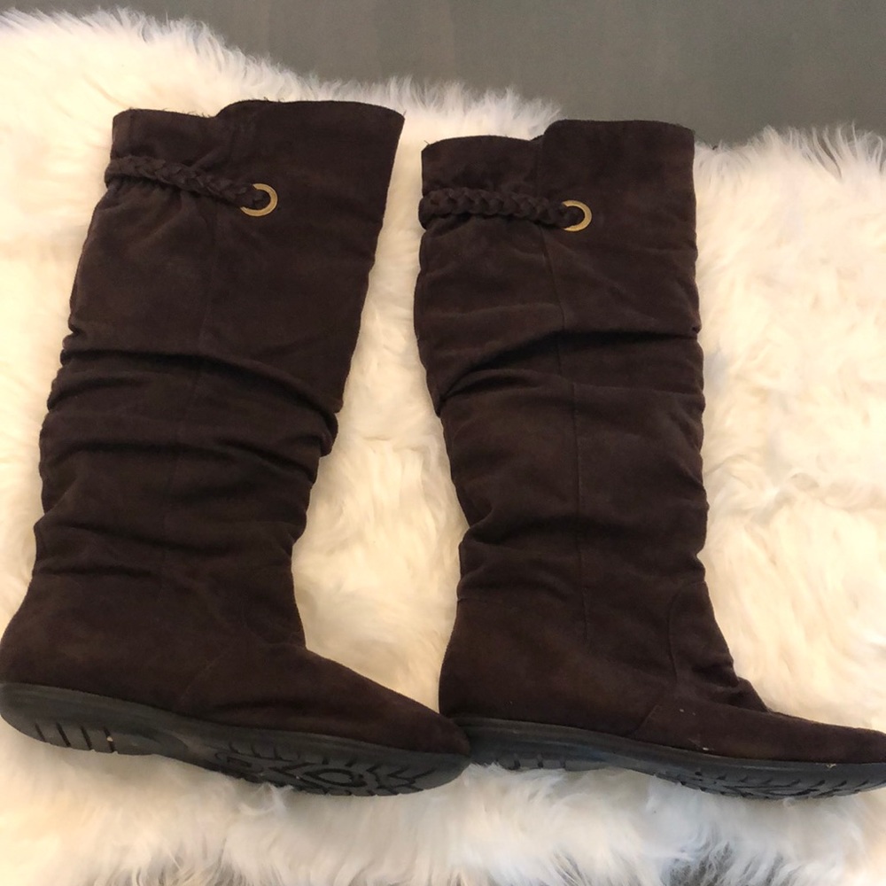 Brown suede boots